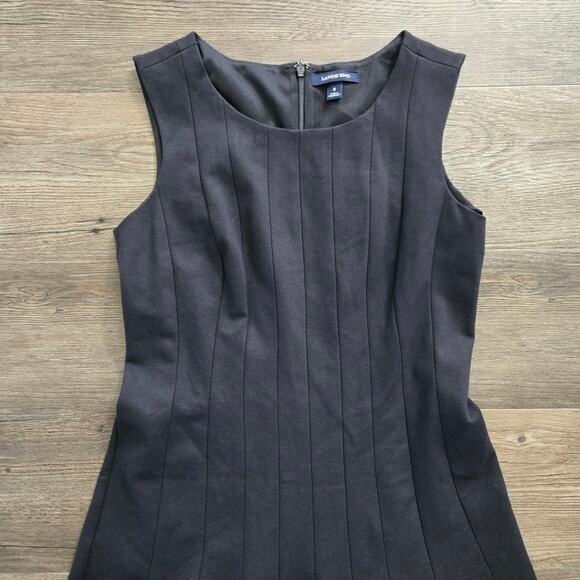 Lands' End Women's Ponte Sleeveless Seamed Panel Fit & Flare Dress Black Size 8 - Picture 3 of 11